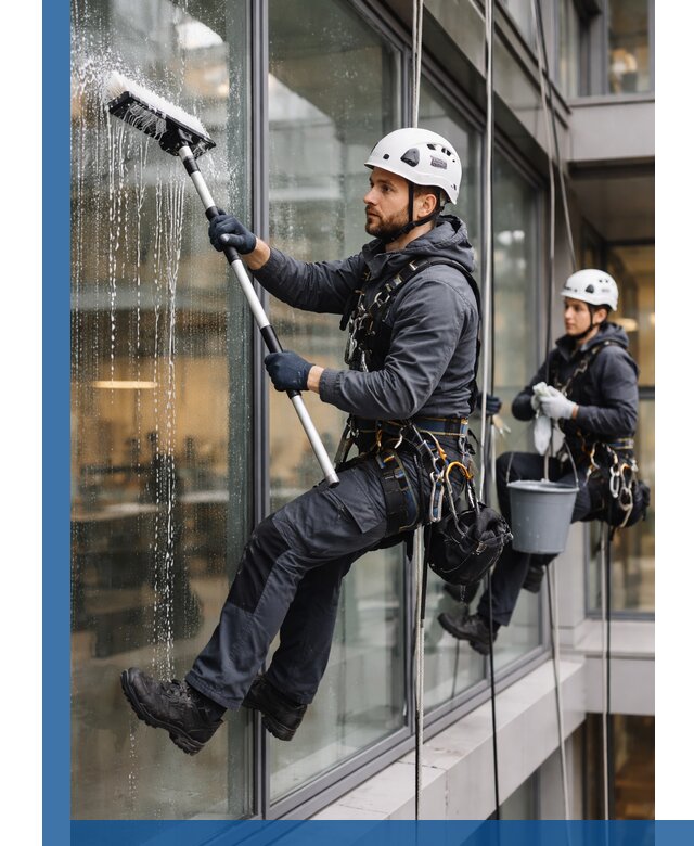 Профессиональная мойка витражей промышленными альпинистами в Ставрополе