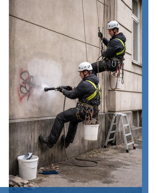 Удаление граффити с фасада в Ставрополе от 4673 р. | ВЫСОТНИК-Ств