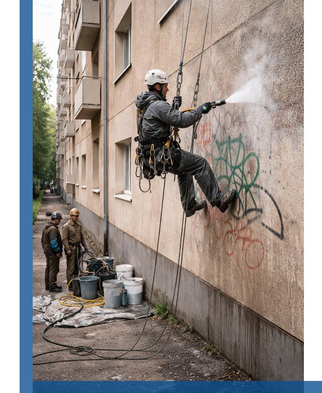 Удаление граффити с фасада в Ставрополе без следов и повреждений