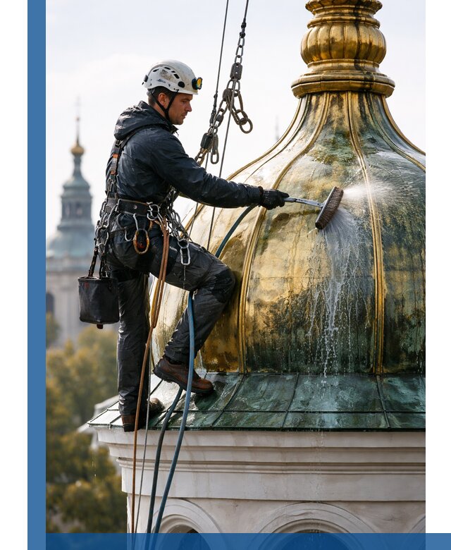 Профессиональная мойка куполов и шпилей высотными альпинистами в Ставрополе