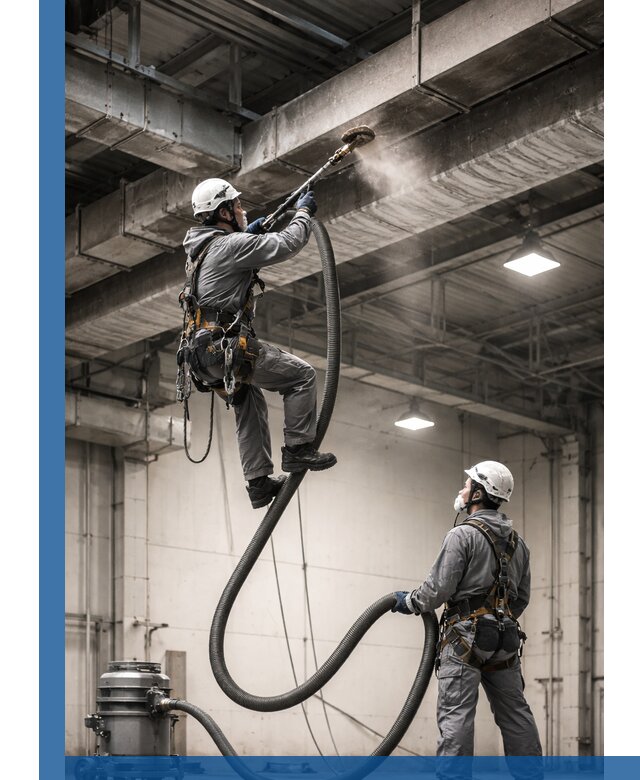 Обеспыливание потолочных конструкций в Ставрополе промышленным альпинизмом