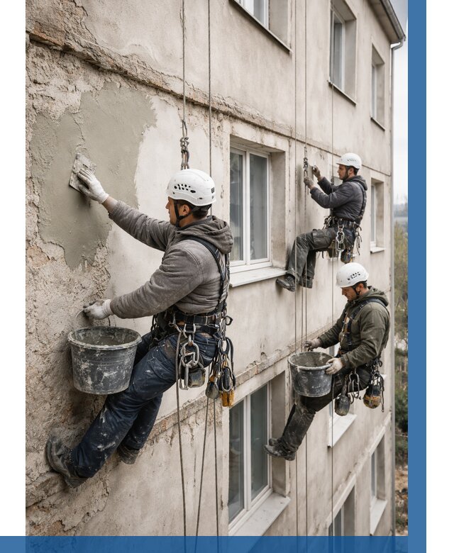 Ремонт штукатурного фасада в Ставрополе от 779 р. под ключ | ВЫСОТНИК-Ств