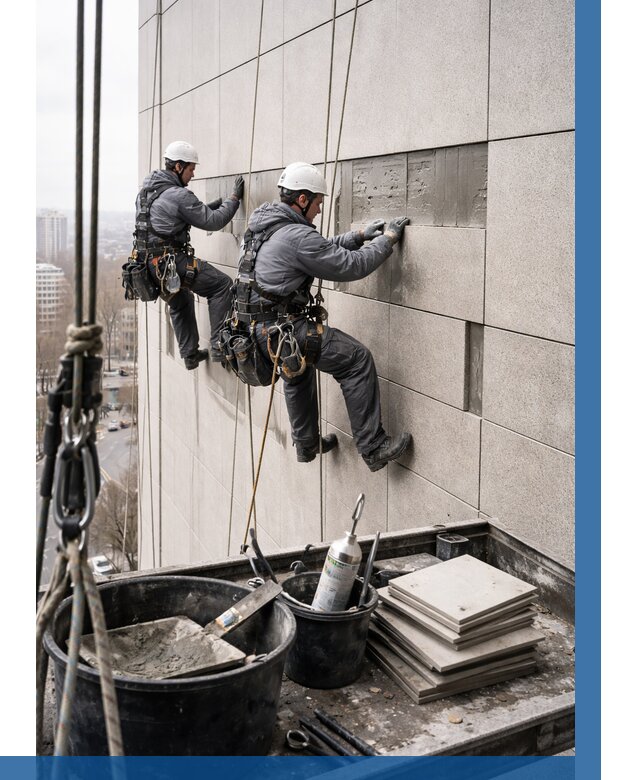 Ремонт фасада из керамогранита в Ставрополе от 2596 р. | ВЫСОТНИК-Ств