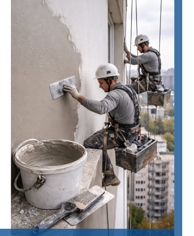 Шпаклевка фасада на высоте в Ставрополе от 727 р. | ВЫСОТНИК-Ств