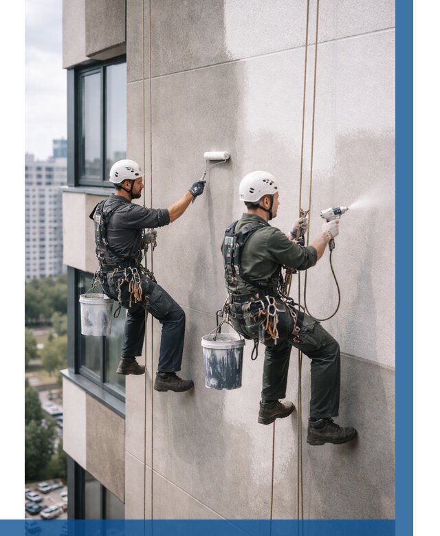 Покраска фасада альпинистами в Ставрополе от 312 р. | ВЫСОТНИК-Ств