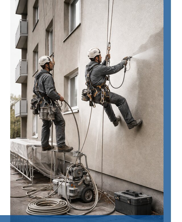 Безвоздушная покраска фасада в Ставрополе от 228 р/м² | ВЫСОТНИК-Ств