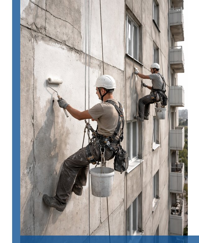 Покраска бетонного фасада в Ставрополе для жилых и промышленных объектов