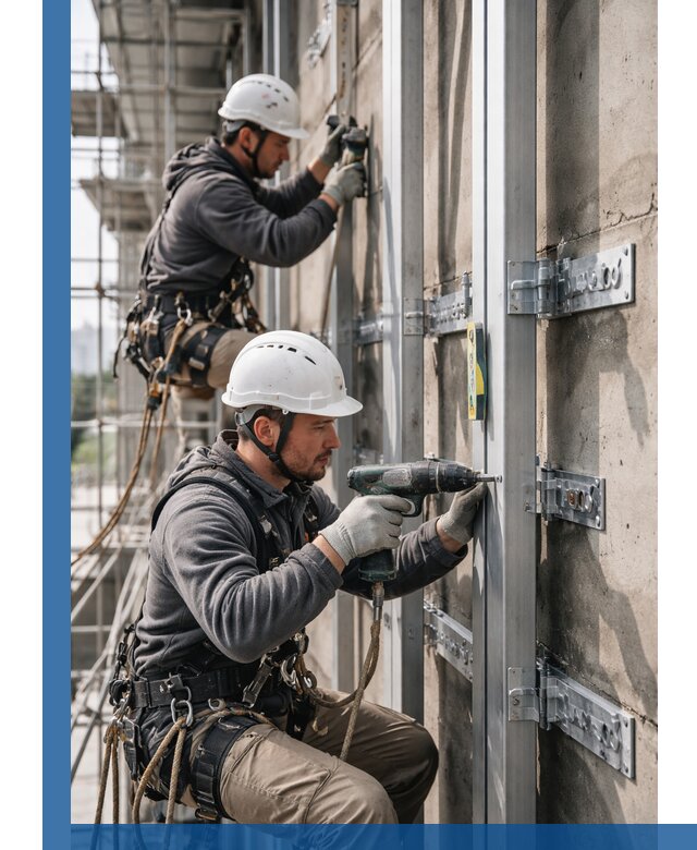 Монтаж и крепление подсистемы вентфасада в Ставрополе