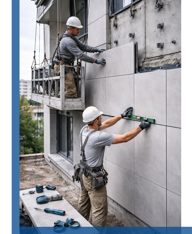 Монтаж керамогранита на фасад в Ставрополе под ключ с гарантией качества