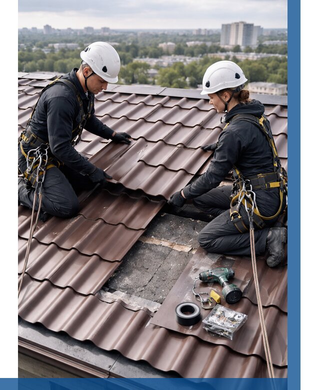 Ремонт металлочерепицы на крыше в Ставрополе от 935 р. | ВЫСОТНИК-Ств