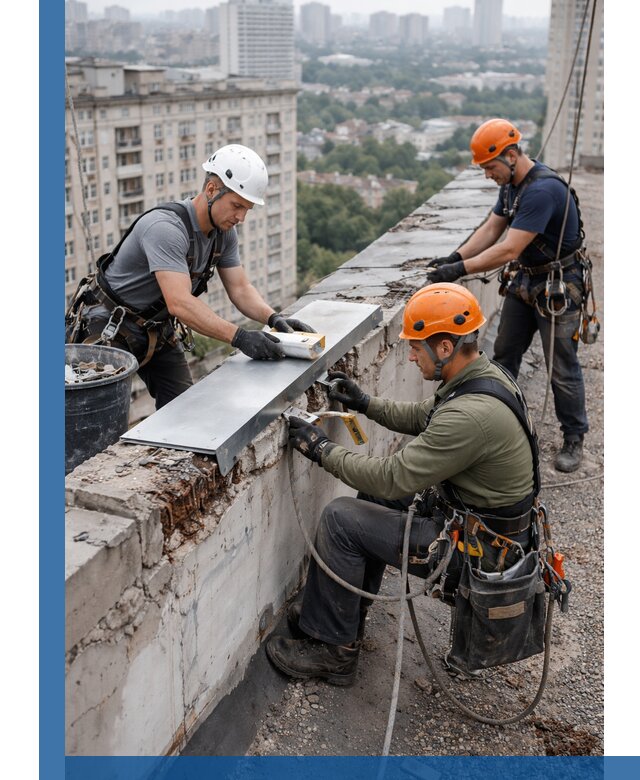 Ремонт парапета на кровле в Ставрополе, высотные работы с гарантией