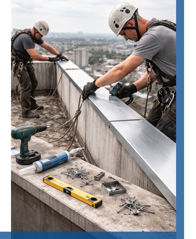 Монтаж парапетных крышек в Ставрополе от 831 р. | ВЫСОТНИК-Ств