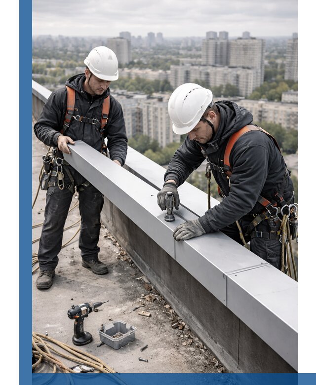 Монтаж парапетных крышек и ограждений кровли в Ставрополе