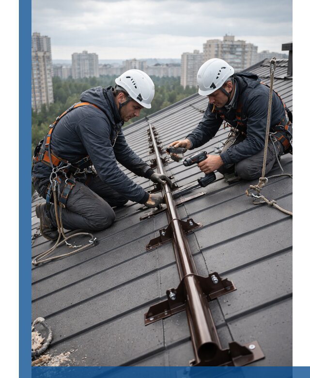 Монтаж снегозадержателей на кровле зданий в Ставрополе под ключ