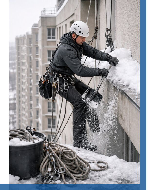 Очистка карнизов от снега в Ставрополе от 312 р. | ВЫСОТНИК-Ств