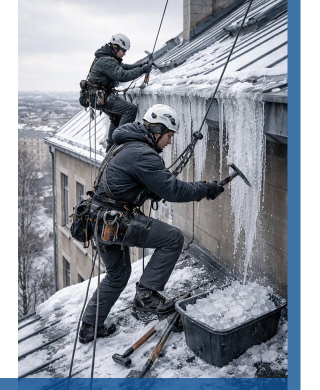 Удаление наледи с кровли в Ставрополе от 5711 р. | ВЫСОТНИК-Ств