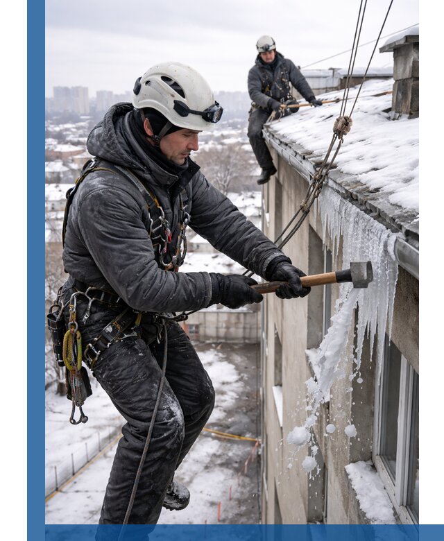 Сбивание и удаление сосулек с крыши в Ставрополе безопасно