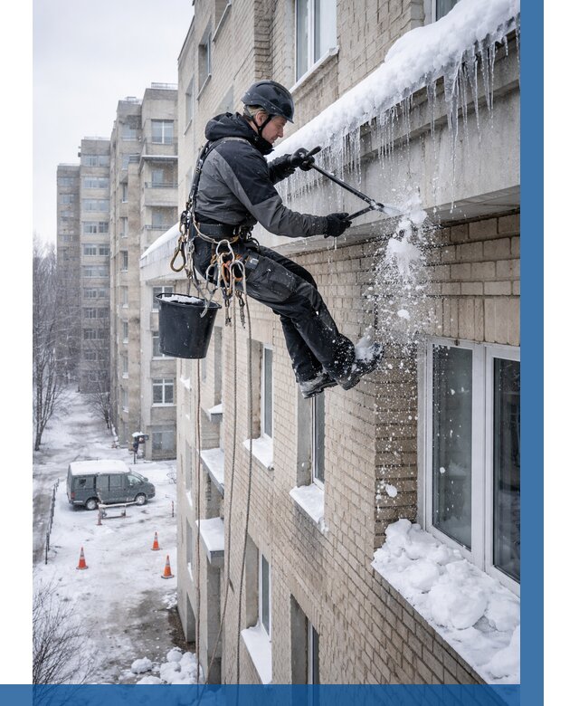 Удаление наледи с карнизов в Ставрополе от 363 р. | ВЫСОТНИК-Ств