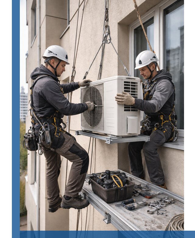 Перенос внешнего блока кондиционера в Ставрополе с монтажом и крепежом