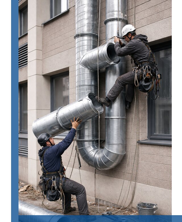 Монтаж фасадных воздуховодов в Ставрополе с герметизацией и крепежом