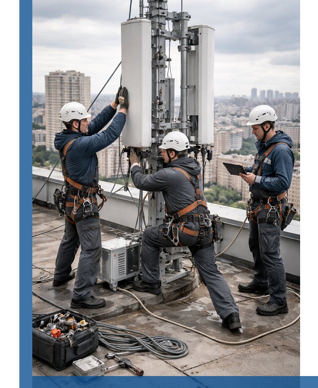 Монтаж антенн связи на крыше в Ставрополе с вводом в эксплуатацию