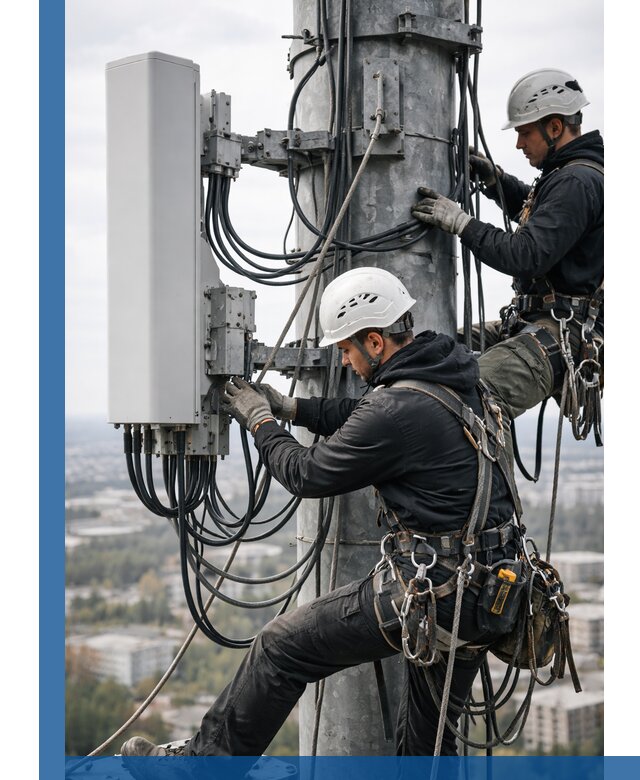 Монтаж оборудования связи на мачте в Ставрополе с пусконаладкой