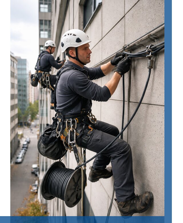 Прокладка кабеля по фасаду в Ставрополе от 363 р. | ВЫСОТНИК-Ств