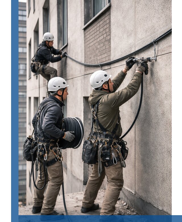 Прокладка кабеля по фасаду в Ставрополе, профессиональный монтаж