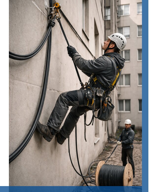 Протяжка кабеля питания на высоте в Ставрополе от 467 р. | ВЫСОТНИК-Ств