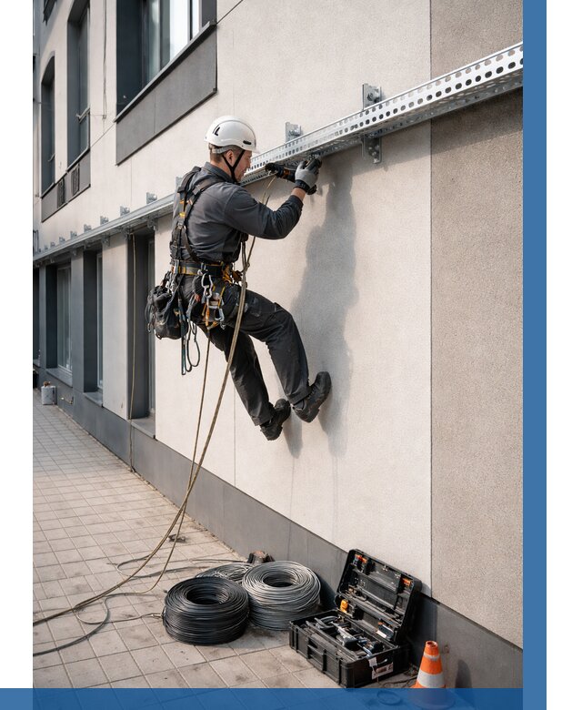 Монтаж кабельных лотков на фасаде в Ставрополе от 1246 р. | ВЫСОТНИК-Ств