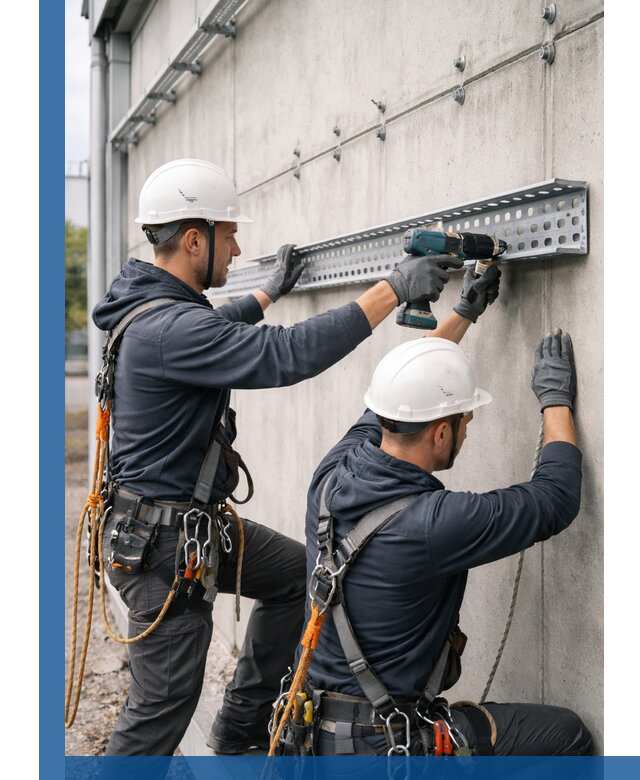 Монтаж кабельных лотков на фасаде зданий в Ставрополе с гарантией