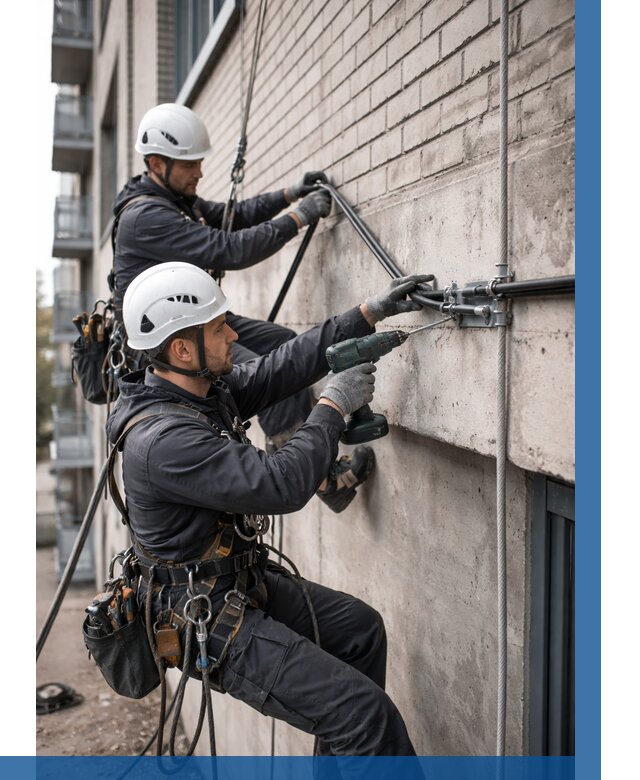 Крепление кабеля на фасаде в Ставрополе от 363 р. | ВЫСОТНИК-Ств