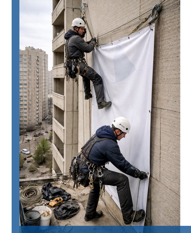 Профессиональный монтаж баннеров на фасаде в Ставрополе