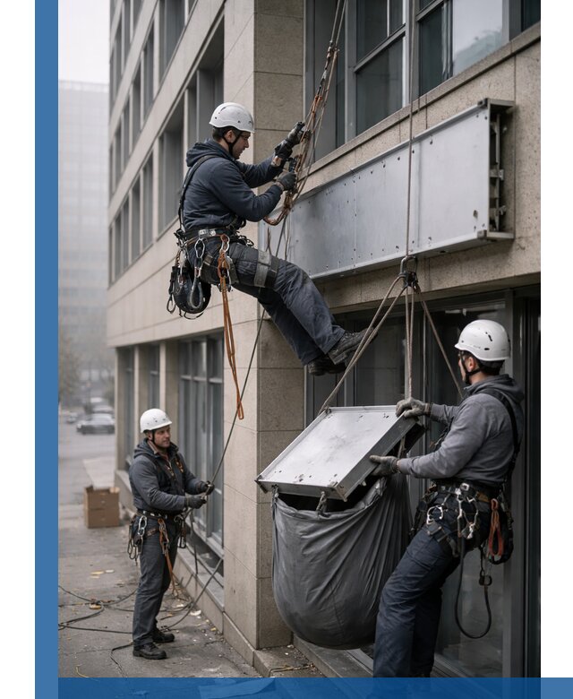 Демонтаж рекламной вывески с высотными работами в Ставрополе