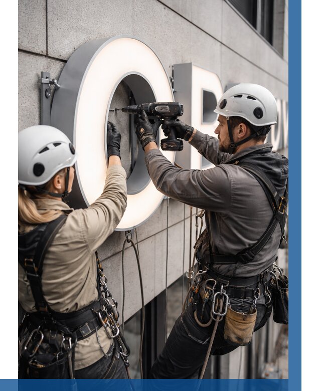 Монтаж световых букв в Ставрополе от 3115 р. под ключ ВЫСОТНИК-Ств