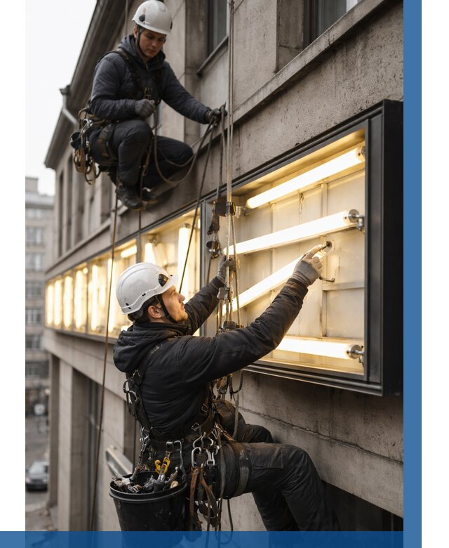Замена ламп в вывеске в Ставрополе под ключ от 3634 р. | ВЫСОТНИК-Ств