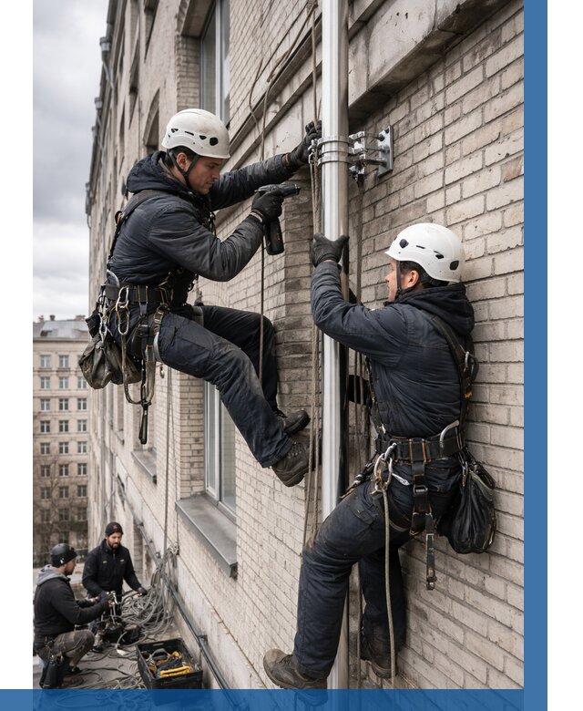 Монтаж флагштока на здании в Ставрополе от 6750 р. | ВЫСОТНИК-Ств