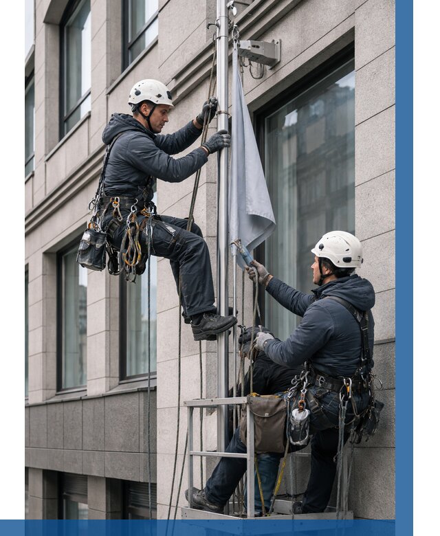 Установка флагов на фасаде в Ставрополе от 4673 р. | ВЫСОТНИК-Ств