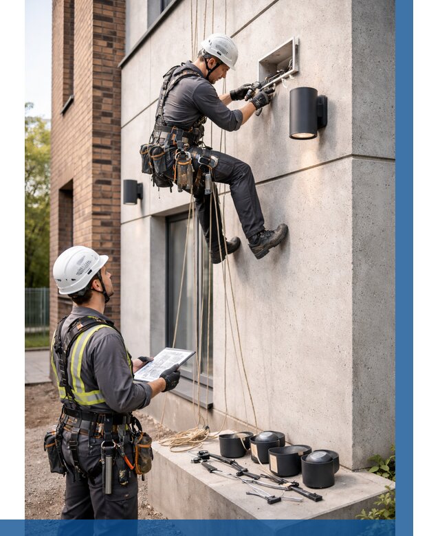 Монтаж фасадного освещения в Ставрополе от 2596 р. | ВЫСОТНИК-Ств