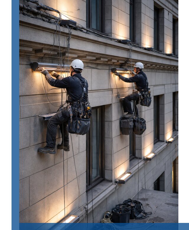 Монтаж архитектурной подсветки фасадов зданий в Ставрополе