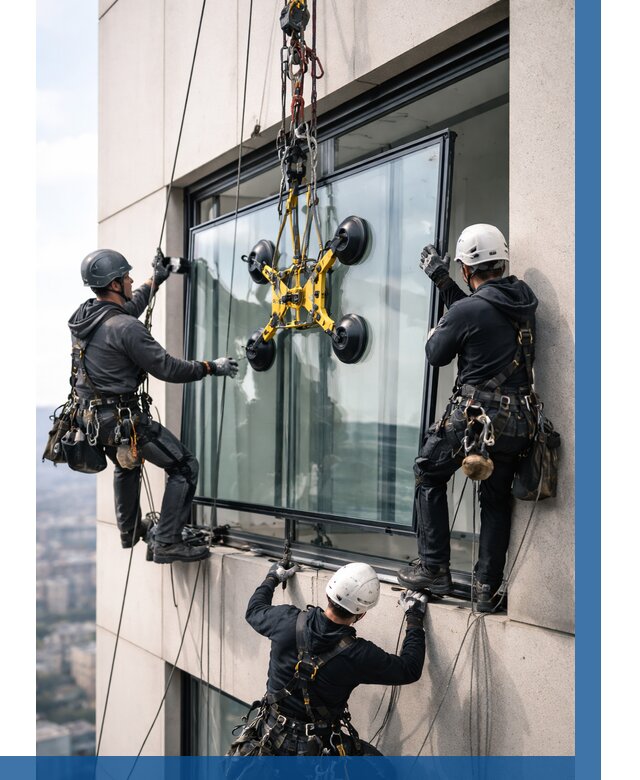 Монтаж стеклопакетов на высоте в Ставрополе от 3323 р. | ВЫСОТНИК-Ств