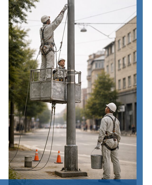 Покраска опор освещения в Ставрополе от 5192 р. | ВЫСОТНИК-Ств