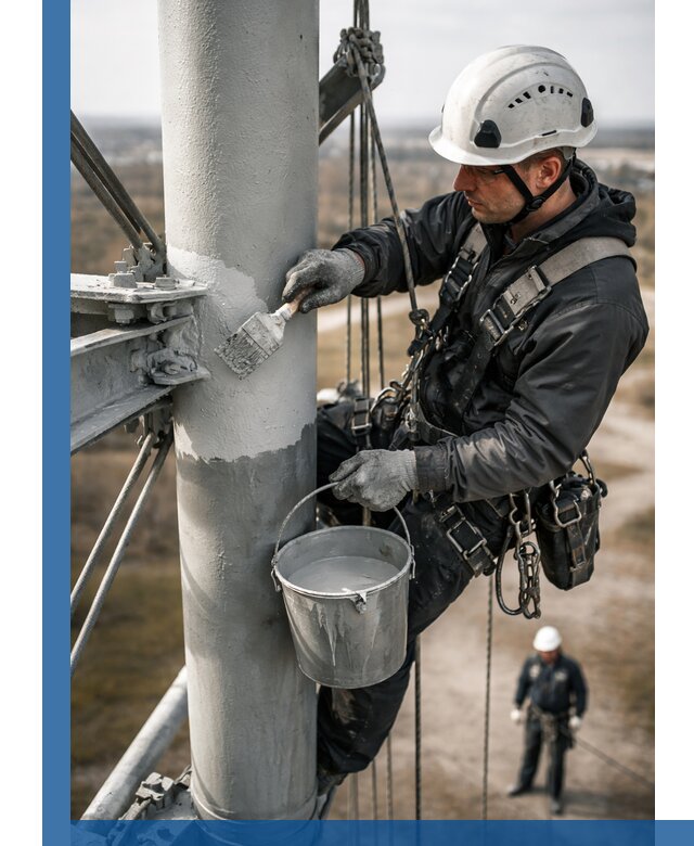 Покраска мачт связи в Ставрополе промышленными альпинистами