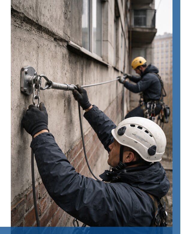 Монтаж анкерных линий в Ставрополе от 3115 р. | ВЫСОТНИК-Ств